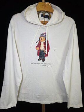 NWT Polo Ralph Lauren Men's Polo Bear Jersey Hooded T-Shirt L